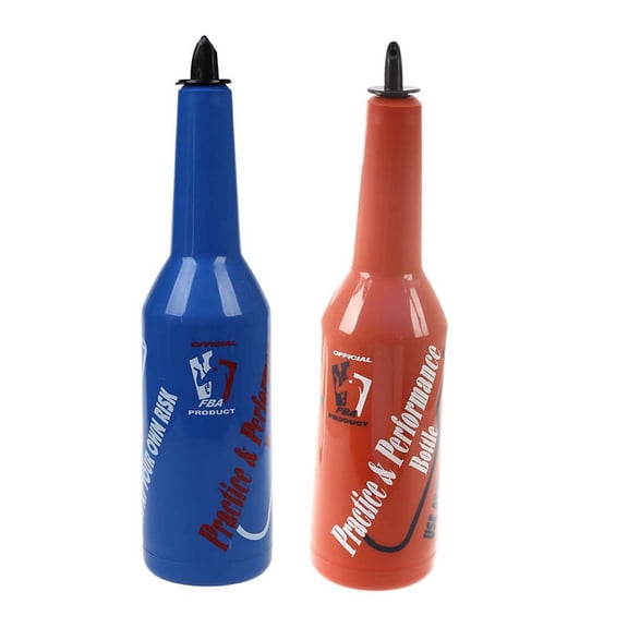 2Pcs Flair Bartender Bartending Practice Bar Pub Wine Cocktail Shaker - Red & Blue