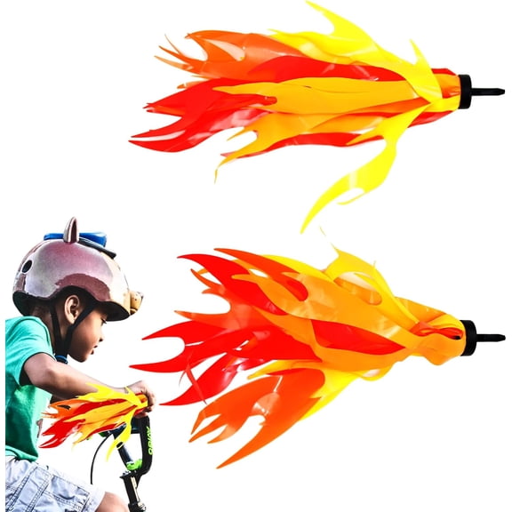 2Pcs Flame Streamers for Bicycle or Scooter Handlebar, 10-Inch Kids Bike, Easy Install