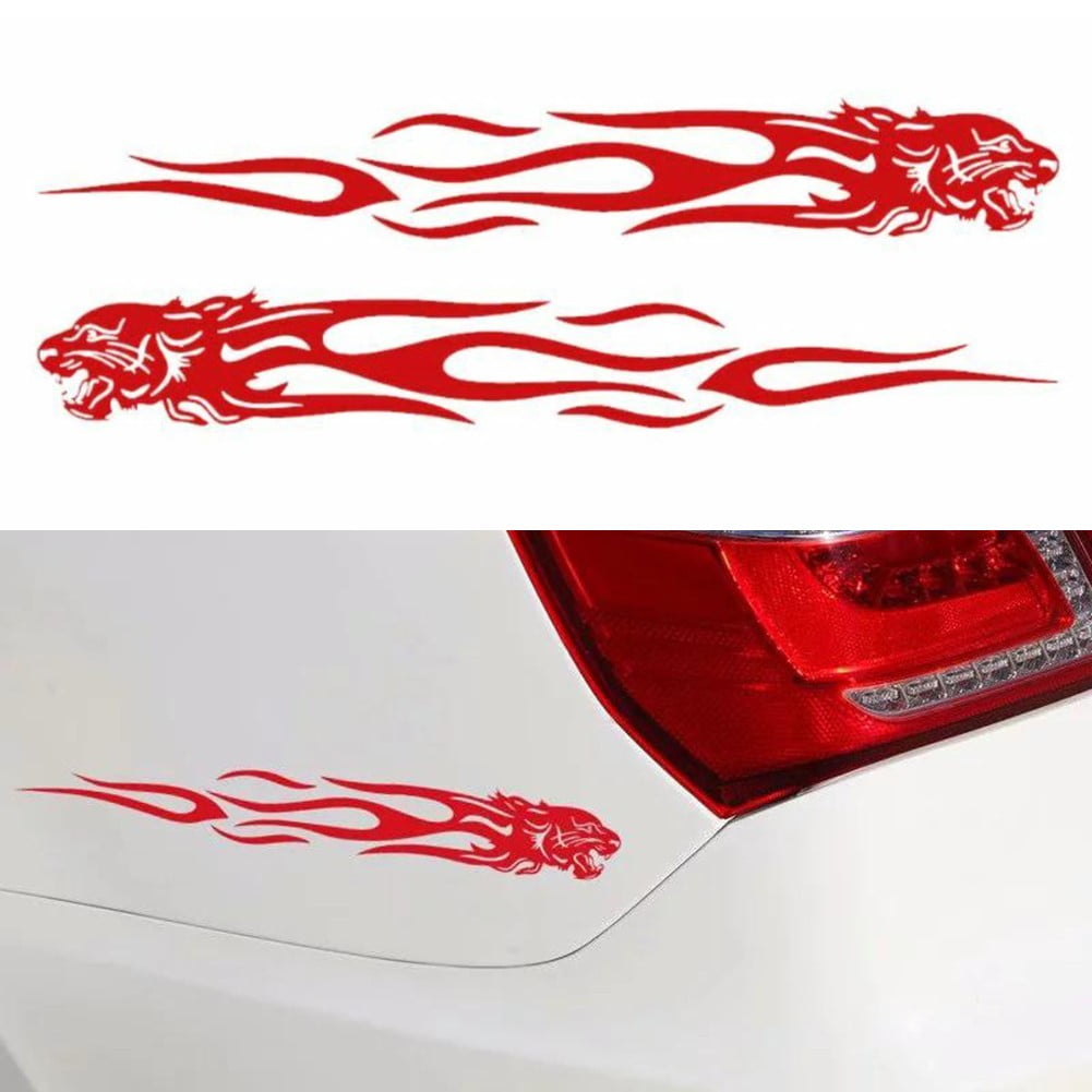 2Pcs Flame Totem Car Motorcycle Creative Decals Stickers Reflective