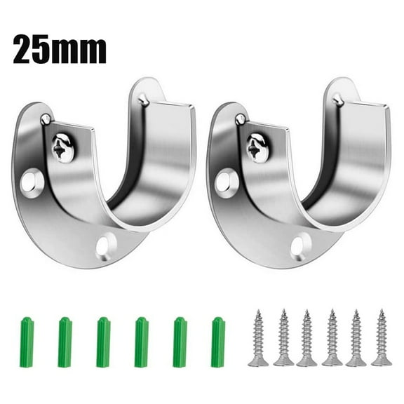 2Pcs Flange Rod Holder Stainless Steel Closet Rod Bracket End Supports Sockets For Wardrobe Open Flange Seat Home Hardware