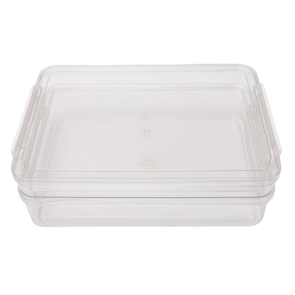 2Pcs Flat Plastic File Storage Bins Latching Lids Document Organizer Transparent Stackable Portable Project Storage Box for A4 Size Paper 13.78 in / 35 cm