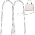 thumbnail image 1 of 2Pcs Flat Purse Chain Strap Handbag Replacement Strap with Metal Buckles(23.6 Inches Silver), 1 of 5