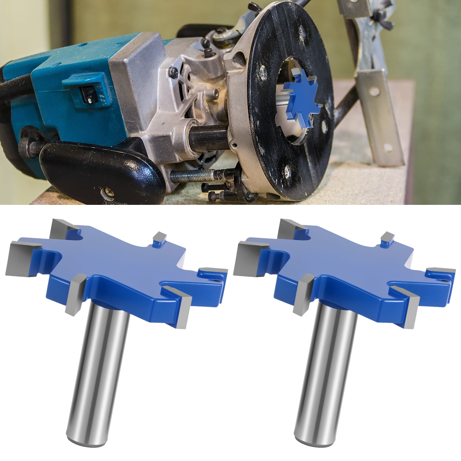 2Pcs Flattening Router Bit 6 Flute Surfacing Router Bit Efficient Slab Flattening Router Bit Multifunctional Planing Router Bit for Solid Wood Density Board Laminate