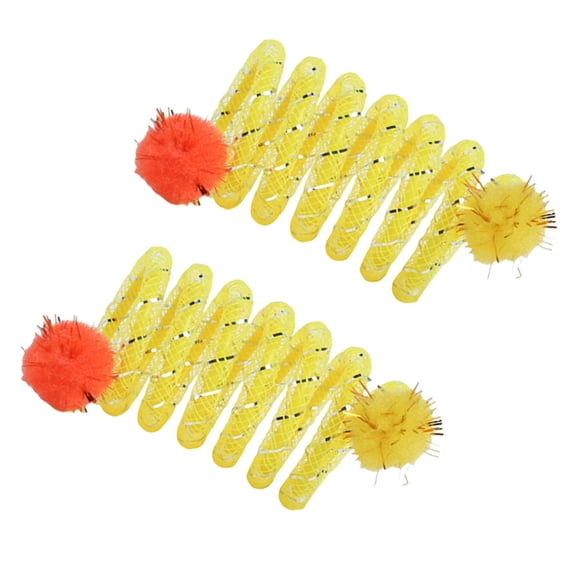2Pcs Flexible Cats Play Toy with Spring Action and Plush Ball for Entertainment