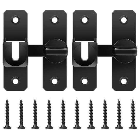 2Pcs Flip Door Latch 90/180 Degree Sliding Door Latch Zinc Alloy Right Angle Barn Door Latches Security Flip Latch Lock Multipurpose Gate Latches for Bedroom Shed Cabinet