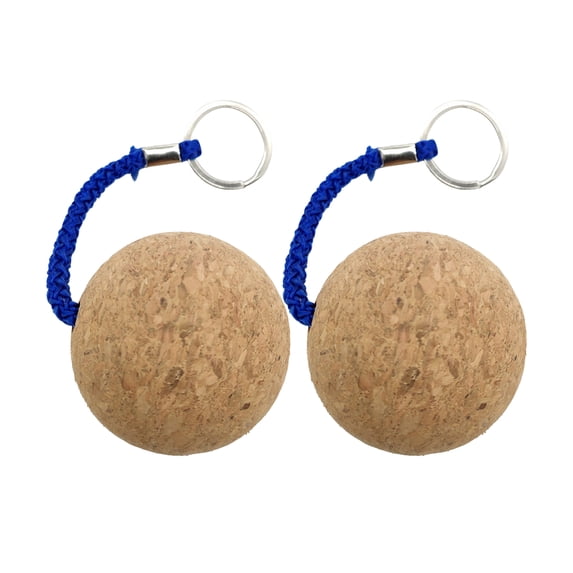 2Pcs Floating Keyrings Decorative Multifunction Special Wooden Cork Ball Key Rings Decor for Household