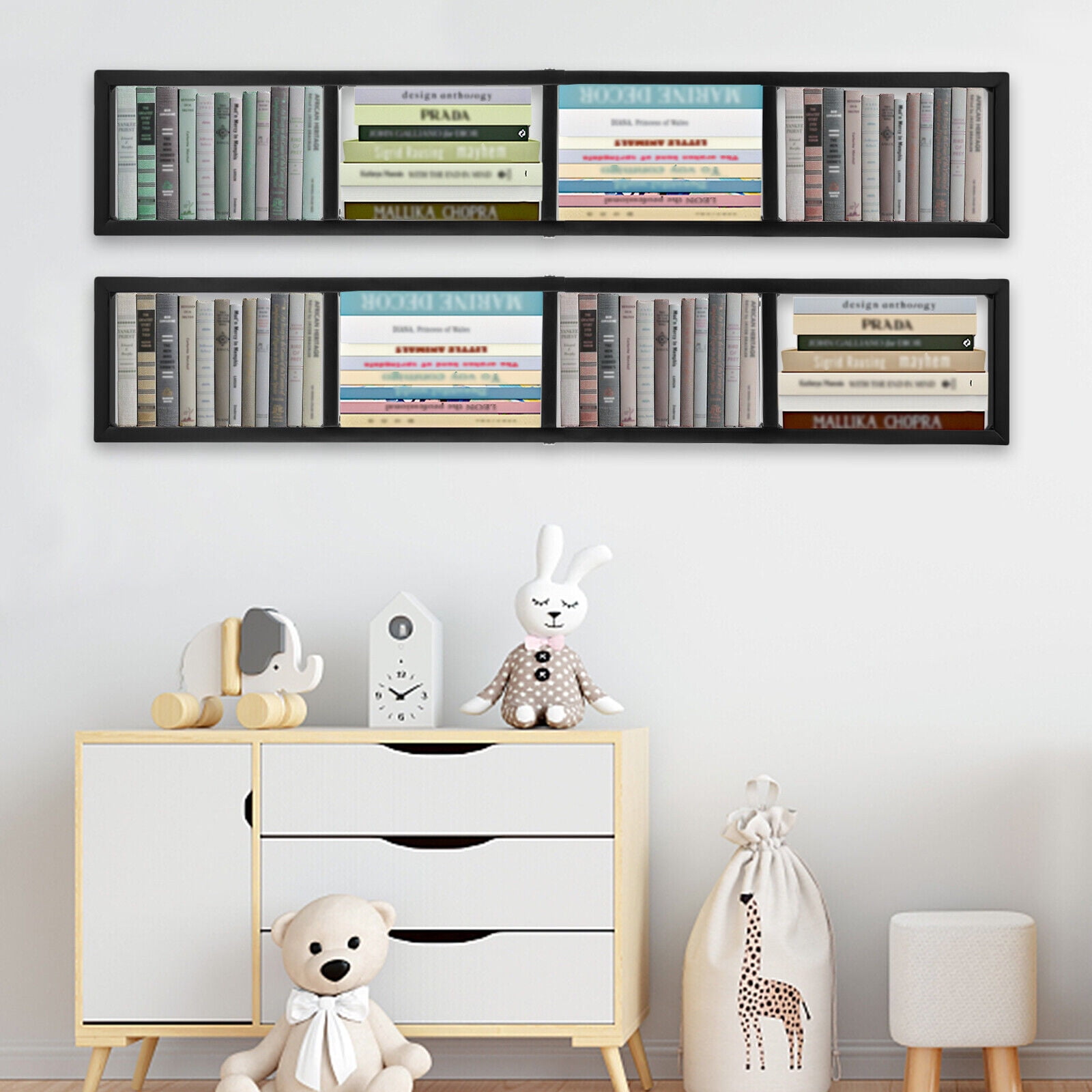 2Pcs Floating Shelf Wall-Mounted CD DVD Rack Media Storage Rack ...