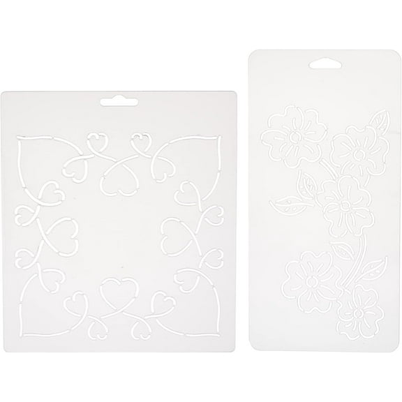 2Pcs Flower Line Quilting Stencil Kit Sewing Stencils Flower Reusable Template Stencils for Scrapbooking Drawing Tracing DIY Making DIY