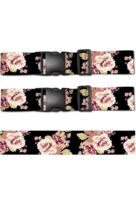 2Pcs Flower Luggage Straps Suitcase Buckle Strap Polyester Adjustable Heavy Duty Floral Travel Carry on Suitcases Connector Hold Belt
