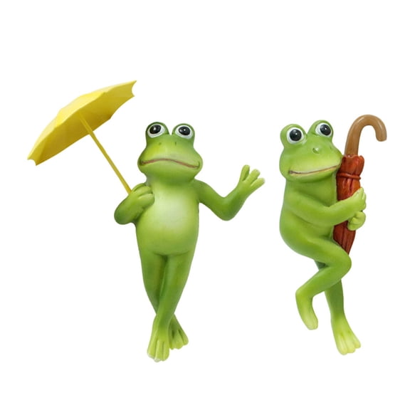 2Pcs Flower Pots Hanger Frogs Decorative Figures Decorative Frogs Resin Statue Garden Decoration Frogs Hanger