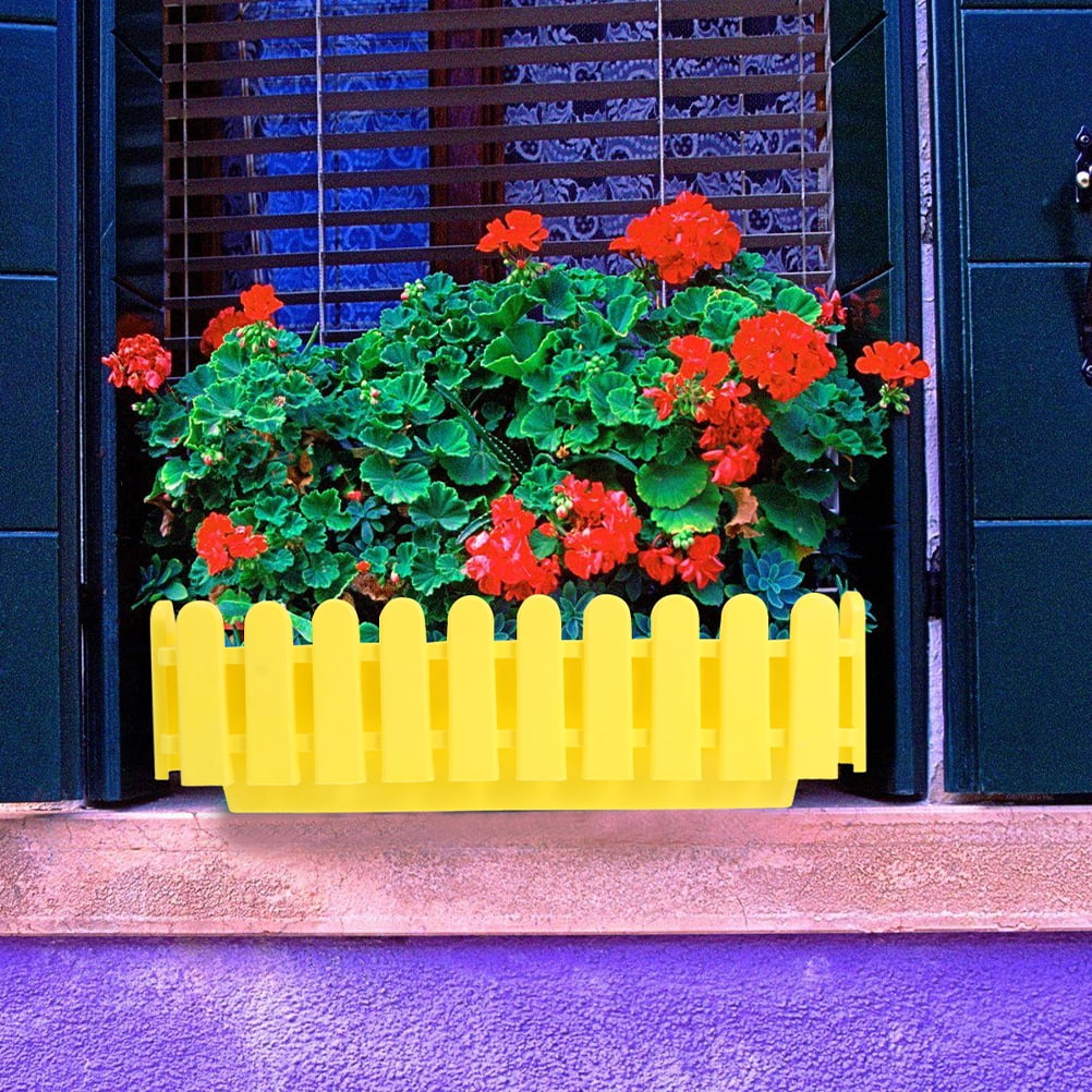 2Pcs Flower Window Box Fence Planter Box Decorative Planting Pot Rectangular Flower Container