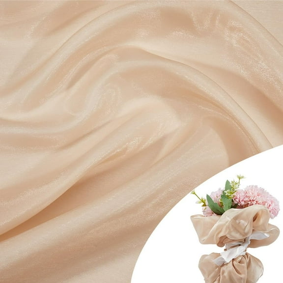 2Pcs Flower Wrapping Fabric 2 Yards Satin Floral Bouquet Wrapping Material Supplies 60" Wide Florist Packaging Wrapper Gift Decoration for Christmas Valentines Day Wedding Engagement Wheat