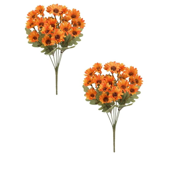 2Pcs Flowers Sunset Mums Fall Home Windproof Realistic Silk Floral Arrangement For Living Room Bedroom Artificial Flowers