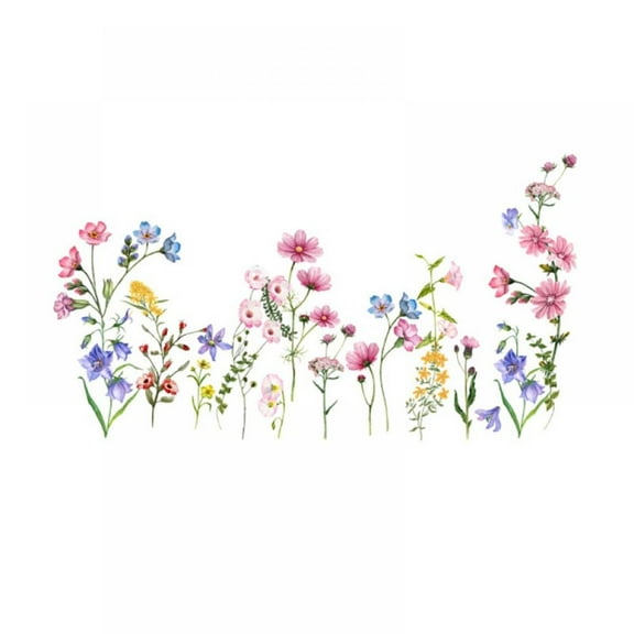 2Pcs Flowers Wall Decals Wall Sticker Flowers Peel and Stick Wall Art Removable PVC Garden Decal for Kids Room Nursery Classroom Bedroom Decor 13.8x9.8inches