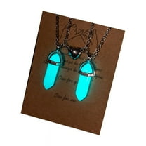 2Pcs Fluorescent Hexagonal Crystal Pendants Necklaces Bullet Natural Stone Necklaces Magnet Matching Necklace Jewelry