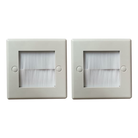 2Pcs Flush Brush Wall Plate Brush Single 1 Gang Wall Outlet Cable Entry Plate Tidy Mount Face Plate Wall Plate White