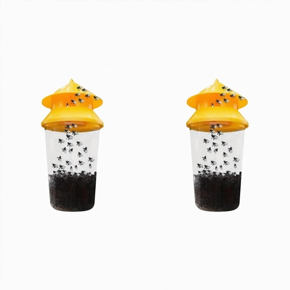2Pcs Fly Traps Outdoor Hanging, Reusable Fly Trap for Patio – Insect Bug Catcher Killer for All Filth Flies with Ties – Outside Bug Control Yard Ranch