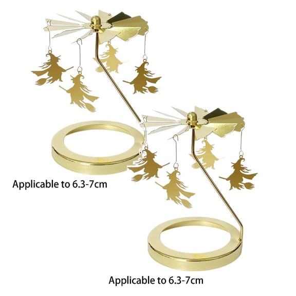2Pcs Flying Witch Candle Topper Hover Halloween Gothic Rotating Candle Holder Topper Candlestick Tealight Rotating Shadow Holders For Home Desktop Ornament Home Decor