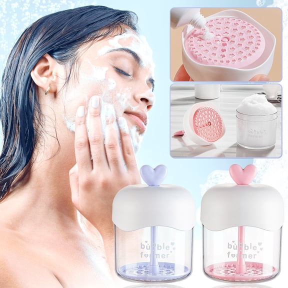 2Pcs Foam Maker, Kadlawus Foam Maker, Manual Facial Cleanser Lather Dispenser, Portable Pump, for Shampoo, Body Wash, Sensitive Skin, Travel, Bathroom, Gentle Deep Cleaning
