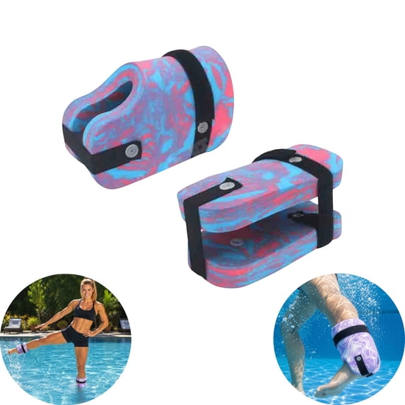 2Pcs Foam Swim Aquatic Cuffs Water Aerobics Float Rings with Quick Release Buckle Adjustable Buoyancy Ankle Arm Bands for Swimming Training Water Fitness Pool Exercise