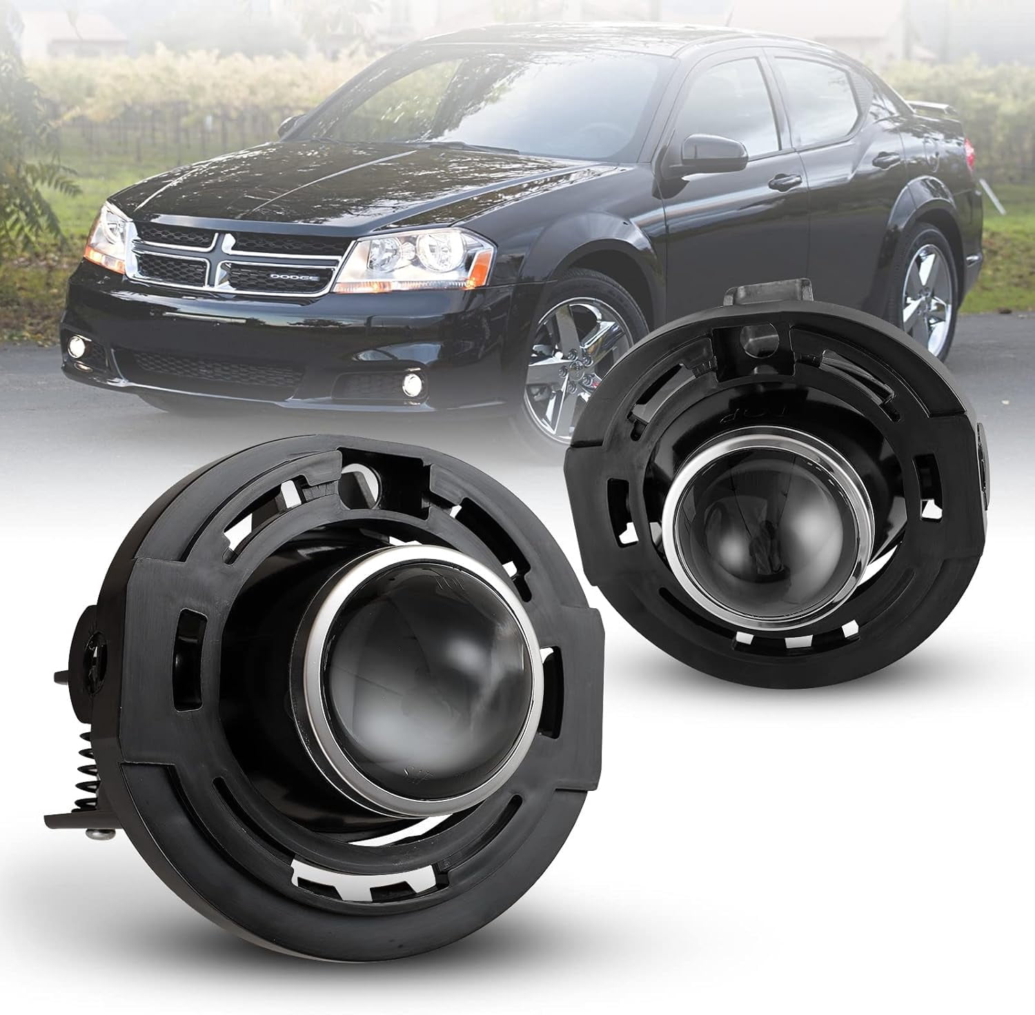 2Pcs Fog Lights Assembly for Chrysler 200 2011-2017,Dodge Avenger 2011-2014,Dodge Challenger/Durango 2014-2020,Jeep Grand Cherokee 2014-2021,Fog Lamps Clear Lens With Bulbs-H11 12V 55W
