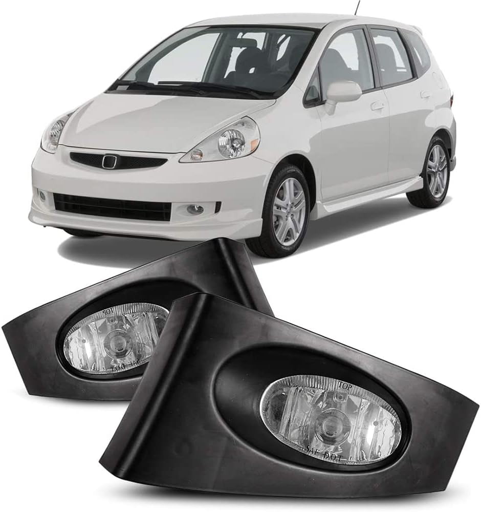 2Pcs Fog Lights Lamps Assembly for 2007 2008 Honda Fit Driver Passenger Replacement,Clear Lens