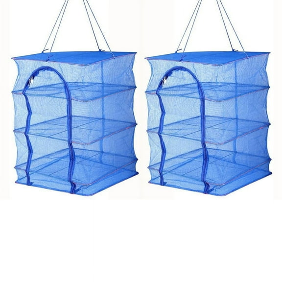 2Pcs Foldable 4 Layers Drying Rack for Vegetable Fish Dishes Mesh Hanging Net ,Natural Way to Dry Food