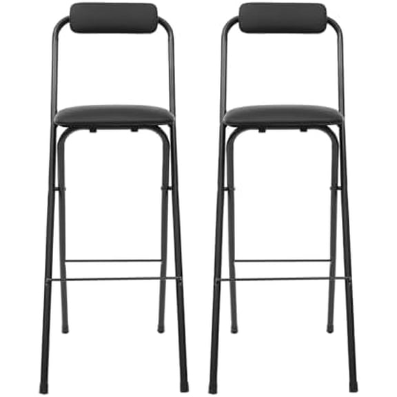 2Pcs Foldable Bar Chair, Tall Folding Chair, Portable Folding Stool Seat Height 29.53in for Outdoor/Indoor Kitchen Home Bar, Assembly Free (Black)$$Furniture