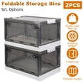 thumbnail image 1 of 2Pcs Foldable Storage Bins w/ Double Doors Top Lid Rolling Wheels  Stackable Storage Box Organizer, 1 of 9