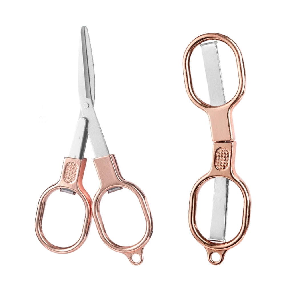 2Pcs Folding Fabric Shears Portable Stainless Steel Scissors Ergonomic ...