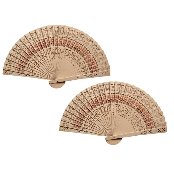 2Pcs Folding Hand Fans Custom Engraved Summer Wedding Fans Wooden Fans Party Bridal Shower Gifts For Guests Paper Fans Set