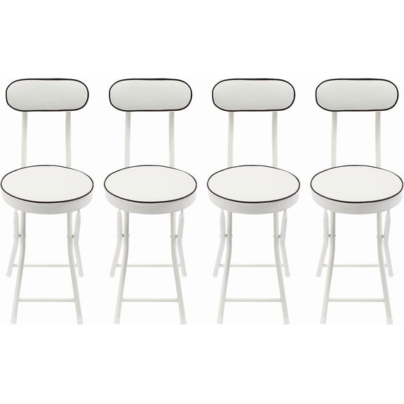2Pcs Folding Stool Chair with Backrest, 25.6 Inch Tall Foldable Bar Stool with Cushioned Padded, Portable Collapsible Counter Height Chair for Kitchen Island Shop Cafe Dining Room