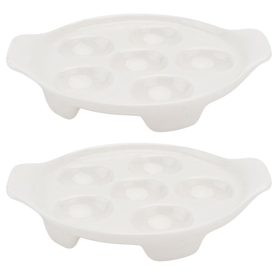 Homoyoyo Ceramic Snail Baking Pan White for Baking Use One-Piece Molding Fridge Safe 2Pcs