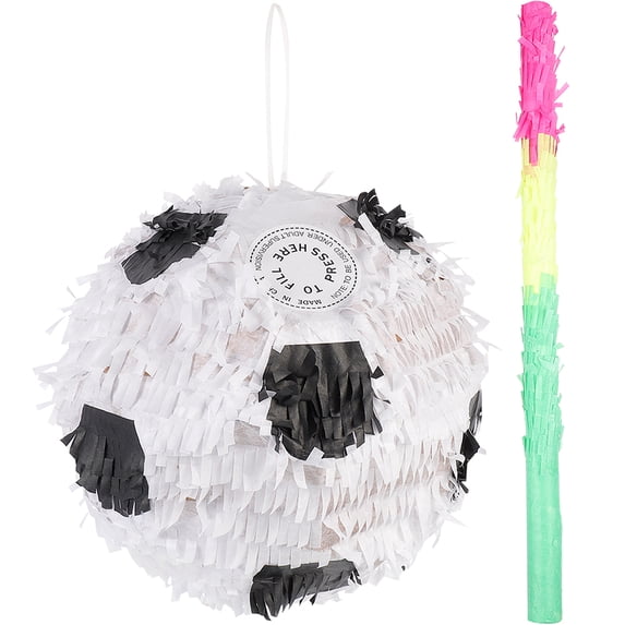 2Pcs Football Soccer Pinata Sports Ball Pinata Stick Pinata Soccer Birthday Decorations
