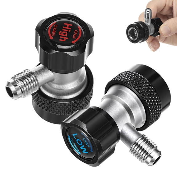 2Pcs For R134a Quick Coupler Adapters High and Low Pressure Fitting Adapter Set with 1/4 inch Male Flare for Car SUV Air Conditioning