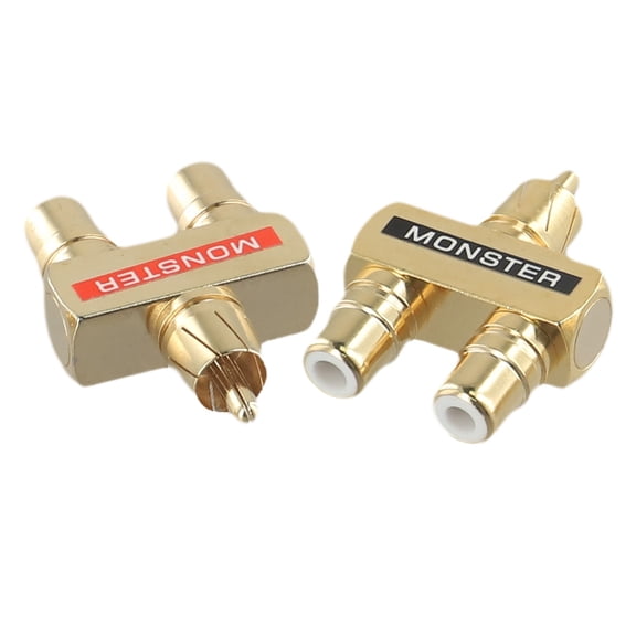 2Pcs For Rca Audio Y Splitter Adapter 1 Male To 2 Female Gold Plated YIWEI
