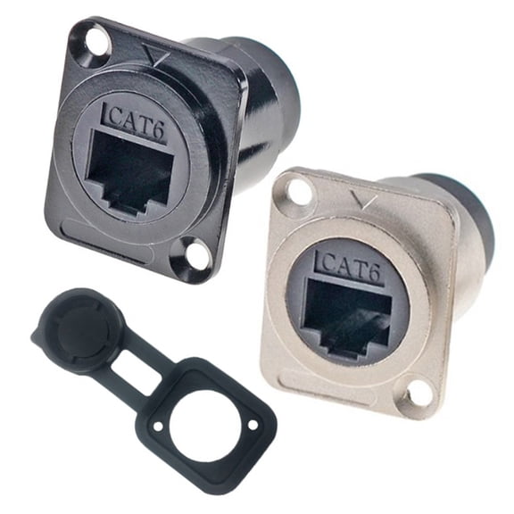 2Pcs For Rj45 Panel Mount Connector,D-Type Cat6 Female To Female Through Socket Black Smile Home