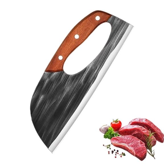 2Pcs Forged Kitchen Knife Set, Sharp Durable Meat Cleaver Chef Knife for Household Cooking, Meat Cutting, Outdoor BBQ & Camping