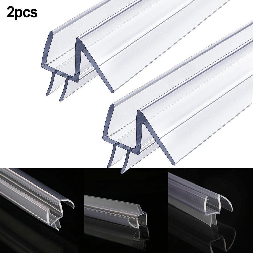 2Pcs Frameless Ultra Clear Shower Door Bottom Seal with Drip Rail 3/8