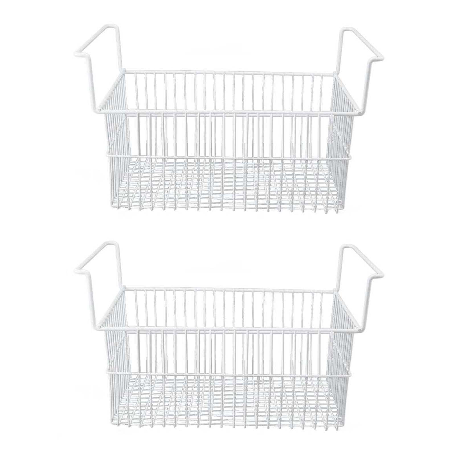 2Pcs Freezer Organizer Bins Steel Wire Large Capacity Strong Bearing