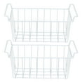 2Pcs Freezer Wire Storage Basket Organizer Bin Hanging Metal Rack with ...