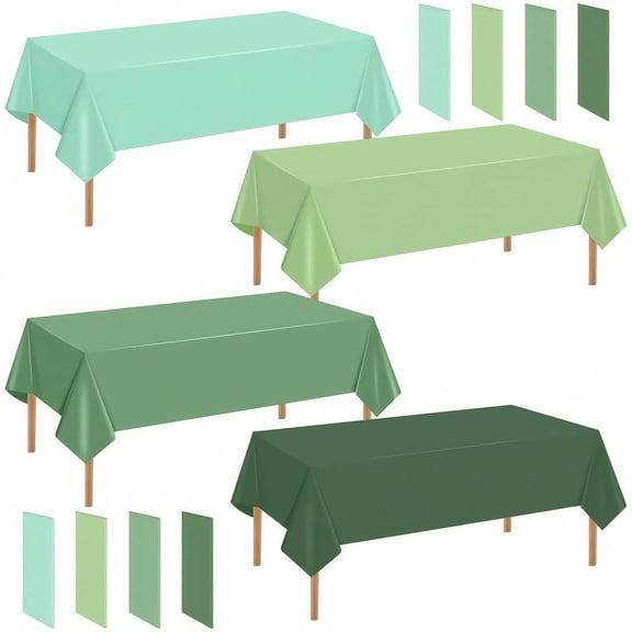 2Pcs Grass Green Plastic Tablecloth Light Green Disposable Waterproof 54x108 Inch