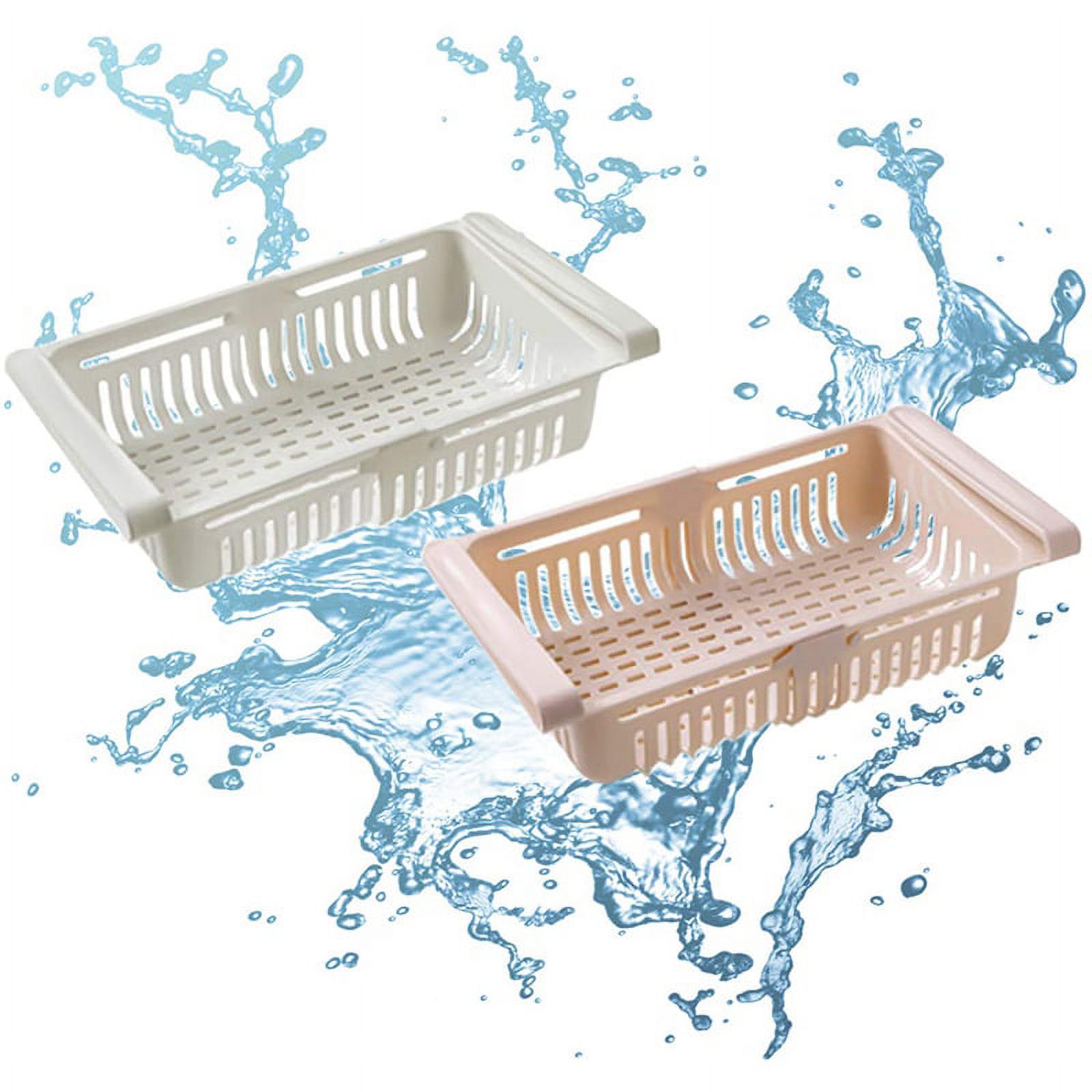 2Pcs Fridge Drawer Organizer, Retractable Drawer Refrigerator Storage