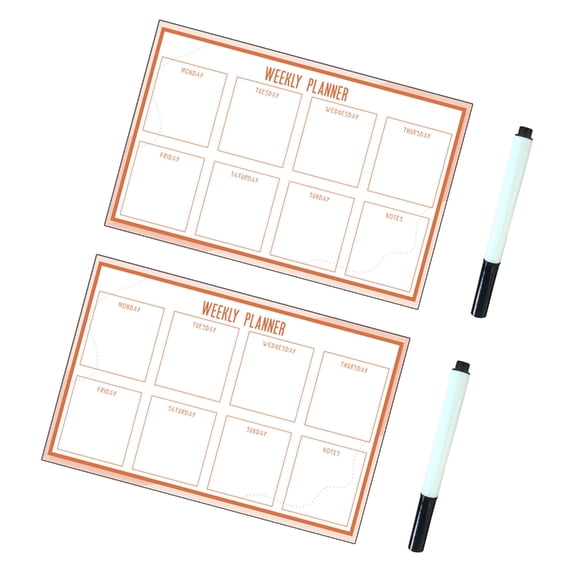 2Pcs Fridge Weekly Planner Erasable PVC Whiteboard 11.81x15.7Inch Reusable Memoboard For Plans Tasks Notes Organization