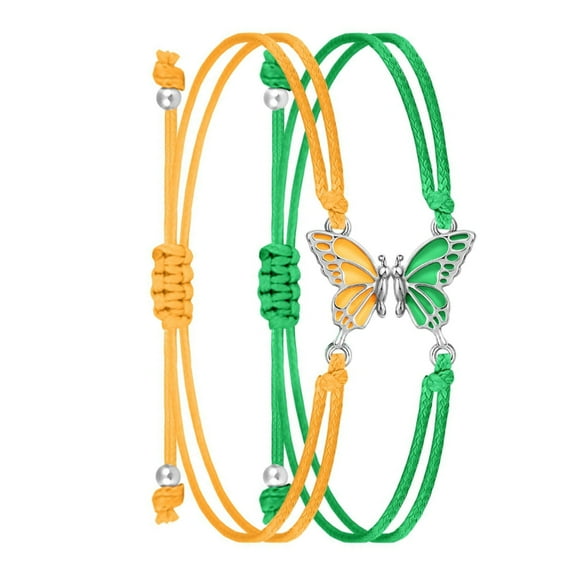 2Pcs Friendship Bracelets with Butterfly Pendant Adjustable Braided Rope Handchain Accessory for Girls and Friend