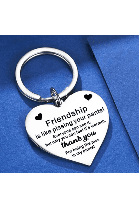 2Pcs Friendship Keychains Fashion Casual Stainless Steel Heart Engraved Letters Key Chain, funny key ring For Best Friend
