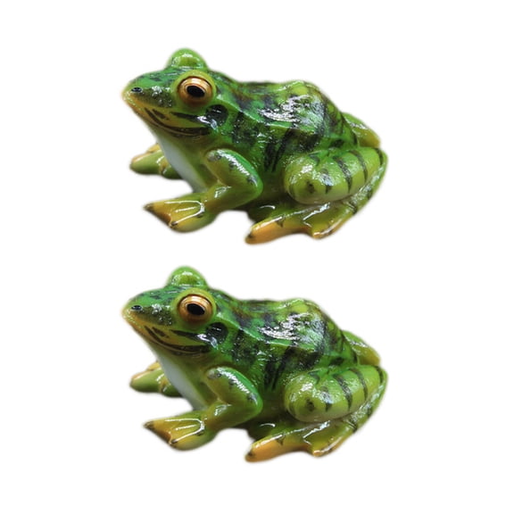 OUNONA 2Pcs Green Resin Frog Garden Decoration Micro Landscape Ornament for Outdoor