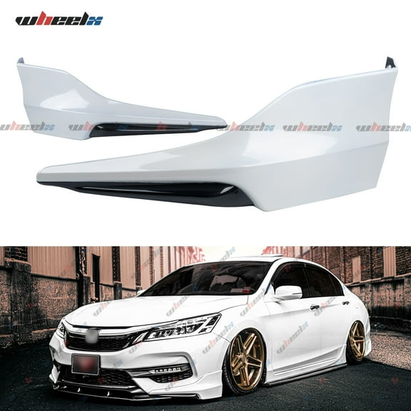 2Pcs Front Bumper Lip Splitter Compatible with 2016-2017 Honda Accord, HFP Style Fit for 4 Door Sedan, Auto Protection Body Part Kit (White & Gloss Black)