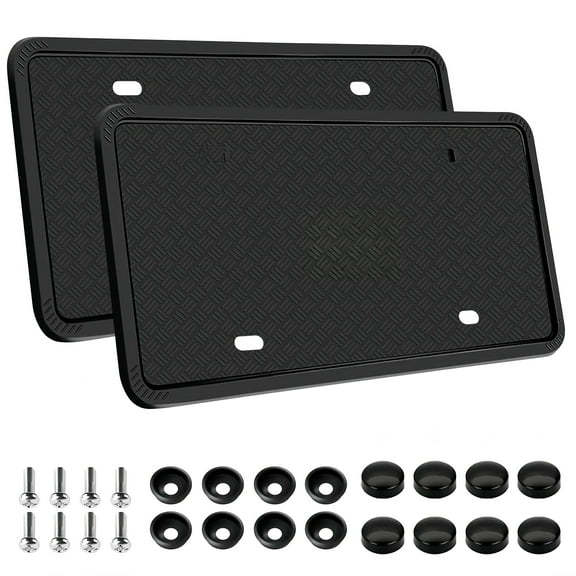 Junqi 2Pcs Black Silicone License Plate Frames, 31cm*16cm*4cm