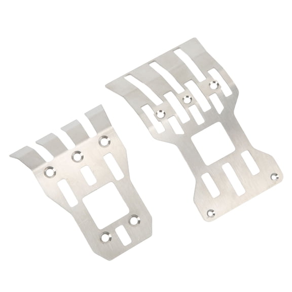2Pcs Front Rear Chassis Skid Plates Stainless Steel Silver Armor Protection Plate Accessories for
